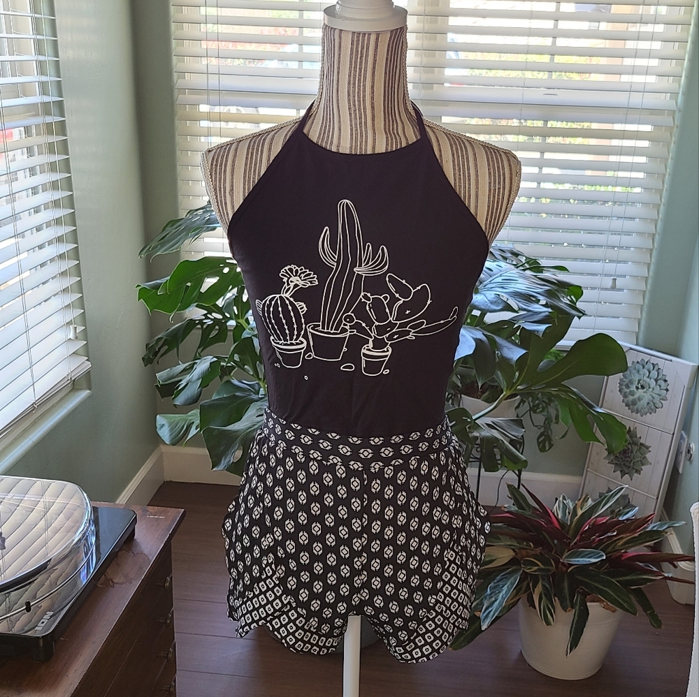 Xhilaration Geometric Shorts with Shein Cactus Halter Crop